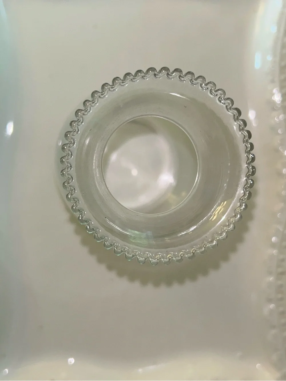 Beaded-top Cleat Glass Hurricane Lamp Chimney Shade 8 in Tall